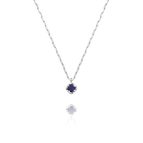 Collier LÉGENDE Trèfle Lapis-Lazuli Argent + Oxyde de zirconium